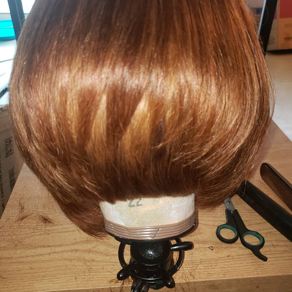 Asymetrical Bob custom colored and handmade with 12 inch Straight hair